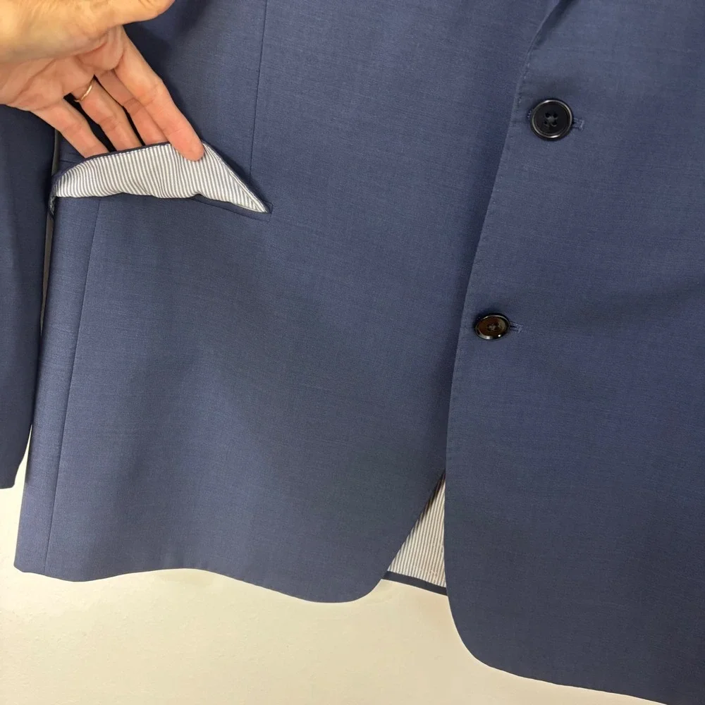 Brooks Brothers Explorer Regent Fit Blue Wool Blend Two Button Blazer Jacket 44L